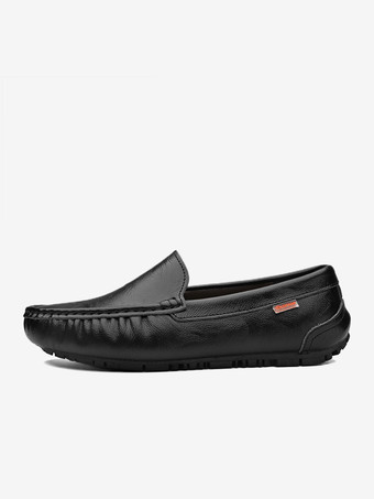 メンズ スリッポン ローファー ラウンドトゥ フェイクレザー デッキシューズ 軽量 滑り止め フレキシブル フラットシューズ