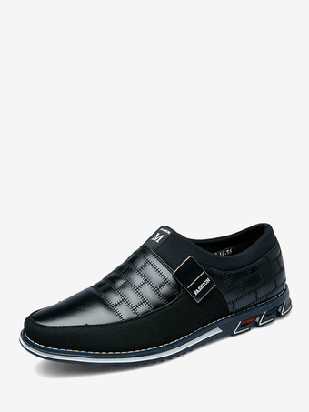 ブラック メンズ スリッポン ローファー スパイク オックスフォードシューズ レザー スプライス スエード ドレスシューズ