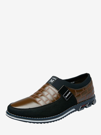 ブラウンメンズ スリッポン ローファー スパイク オックスフォードシューズ レザー スプライス スエード ドレスシューズ