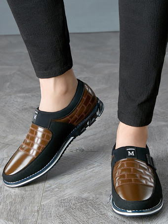 メンズ スリッポン ローファー スパイク オックスフォードシューズ レザー スプライス スエード ドレスシューズ