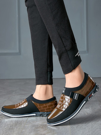 メンズ スリッポン ローファー スパイク オックスフォードシューズ レザー スプライス スエード ドレスシューズ