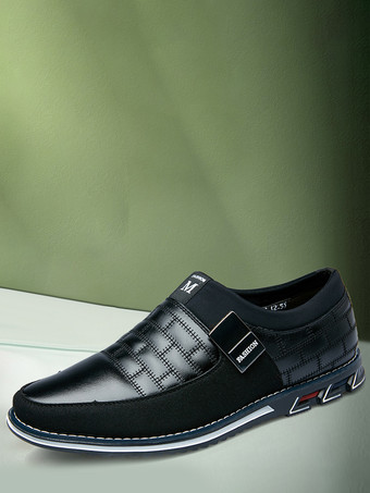 メンズ スリッポン ローファー スパイク オックスフォードシューズ レザー スプライス スエード ドレスシューズ