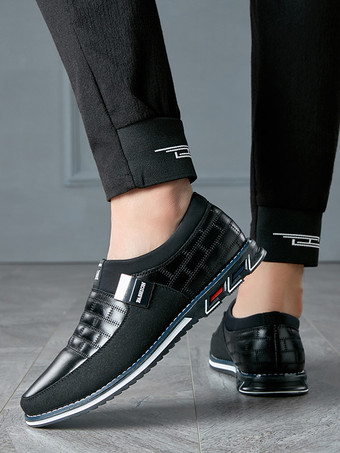 メンズ スリッポン ローファー スパイク オックスフォードシューズ レザー スプライス スエード ドレスシューズ