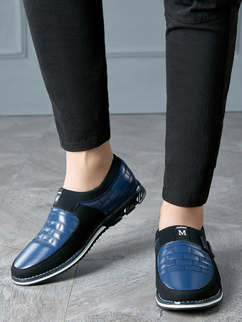 メンズ スリッポン ローファー スパイク オックスフォードシューズ レザー スプライス スエード ドレスシューズ