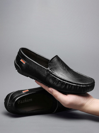 メンズ スリッポン ローファー ラウンドトゥ フェイクレザー デッキシューズ 軽量 滑り止め フレキシブル フラットシューズ