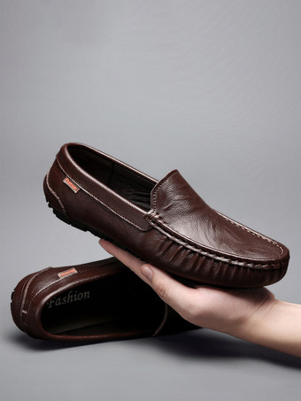 メンズ スリッポン ローファー ラウンドトゥ フェイクレザー デッキシューズ 軽量 滑り止め フレキシブル フラットシューズ