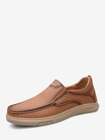 Braun      Herren-Loafer hochwertige formelle Leder-Penny-Schuhe weiche Sohle Spikes bequem weich zum Hineinschlüpfen