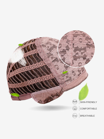 カーテンバング付きミドルパートストレートブラウンロングヘア合成ウィッグ 2025