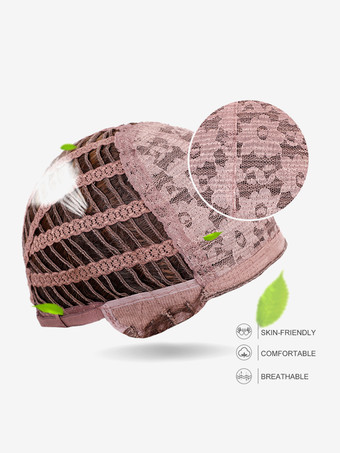 ライトブラウンのグラデーションショートカーリーヘア合成ウィッグ（前髪付き）女性用 2025