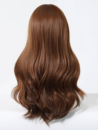 ナチュラルなカーリーロングヘア フルヘッド 合成ウィッグ 前髪付き 2025