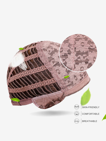 カーテンバング付きピンクのミドルパートロングヘア合成ウィッグ 2025