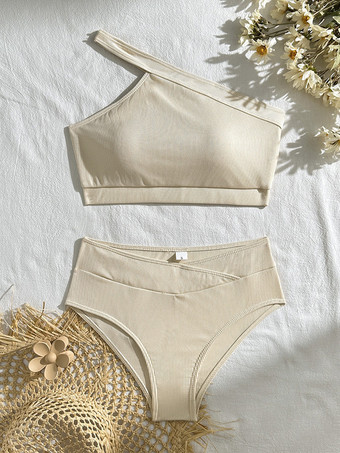 ワンショルダー ハイウエスト ツーピース 水着 レディース 2025