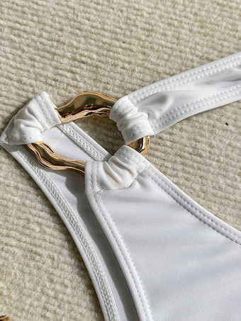 リングリンクワンショルダーモノキニビーチワンピース水着レディース2025