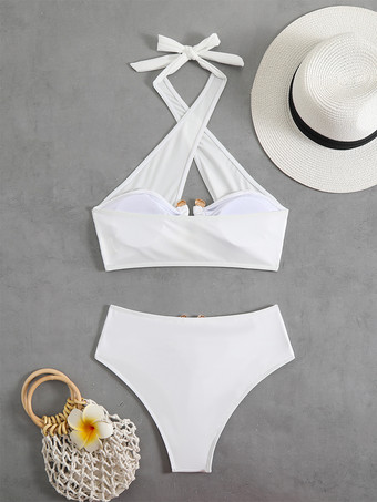 クロスフロントホルタービキニ2ピース水着セット 2025年夏用