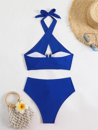 クロスフロントホルタービキニ2ピース水着セット 2025年夏用
