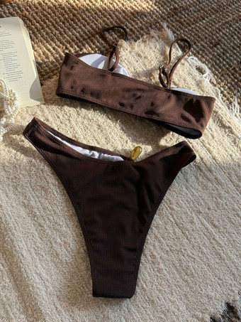 女性用 S 字型装飾のテクスチャ ビキニ セット 2025