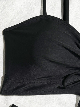 2025年夏向け、サイドドローストリング付きハイウエストボーイショーツツーピース水着