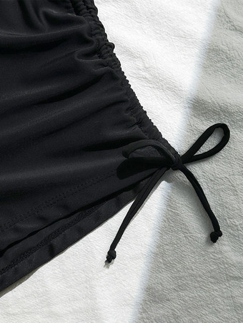 2025年夏向け、サイドドローストリング付きハイウエストボーイショーツツーピース水着