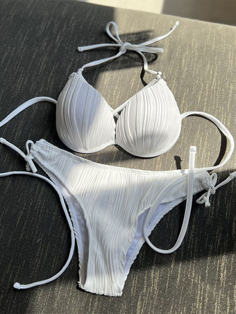 テクスチャードストライプビキニ2ピース水着 2025年夏用