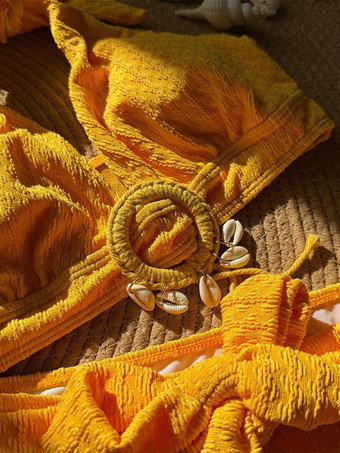 2025年夏向けボヘミアン無地2ピース水着