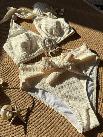 2025年夏向けボヘミアン無地2ピース水着