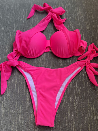 2025年夏向け無地ホルタービキニツーピース水着