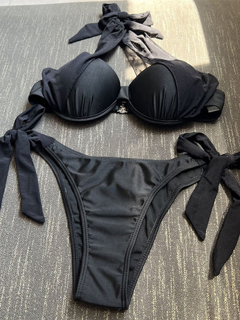 2025年夏向け無地ホルタービキニツーピース水着