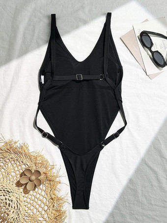 2025年夏向けセクシーなVネックモノキニワンピース水着