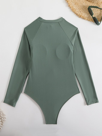 2025年夏向け長袖ジップアップサーフウェアワンピース水着