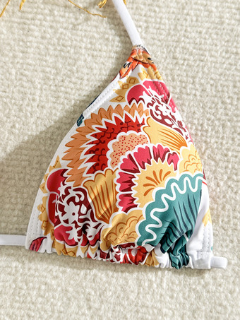 2025年夏向け花柄プリントビキニとサロンラップスカートの3点セット