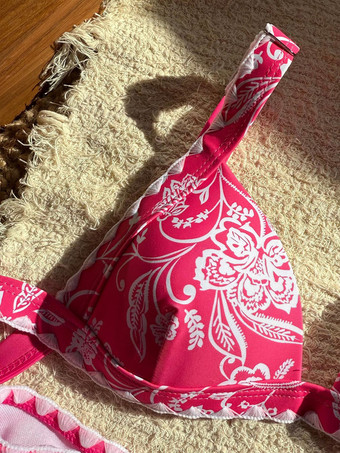 2025年夏用花柄ハイウエストツーピース水着