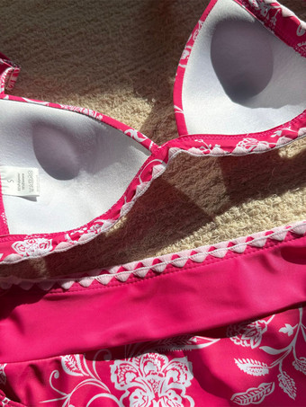 2025年夏用花柄ハイウエストツーピース水着