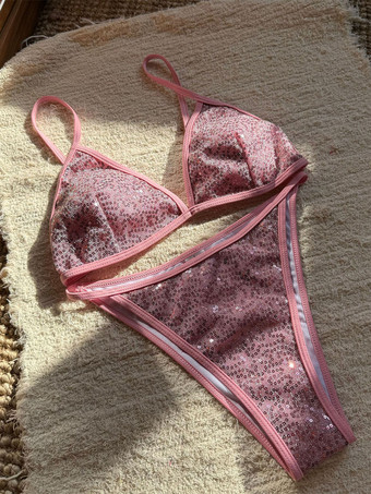 2025年夏向けセクシーなスパンコールビキニワンピース水着