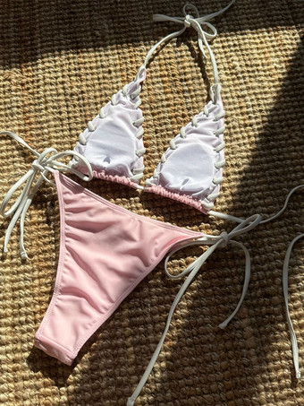 2025年夏向けコントラストカラーのセクシーなホルタービキニ