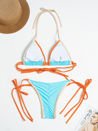 2025年夏向けセクシーなカラーブロックビキニツーピース水着