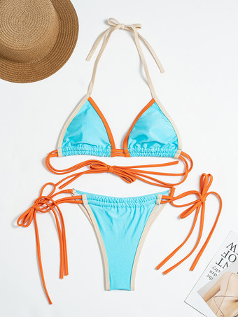 2025年夏向けセクシーなカラーブロックビキニツーピース水着