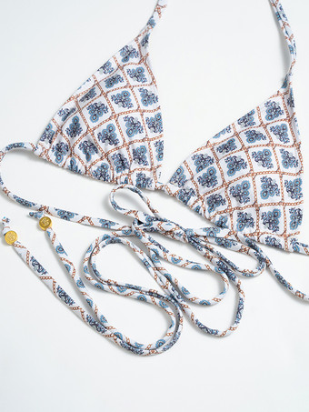 2025年夏向けチェック柄と花柄のビキニツーピース水着