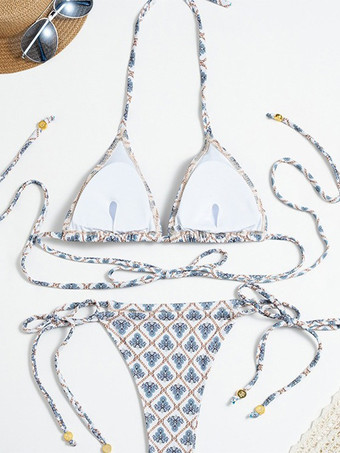 2025年夏向けチェック柄と花柄のビキニツーピース水着