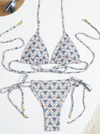 2025年夏向けチェック柄と花柄のビキニツーピース水着