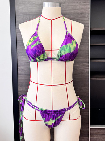 プリントビキニとタイフロントロングカバーアップ3点セット（レディース用）2025