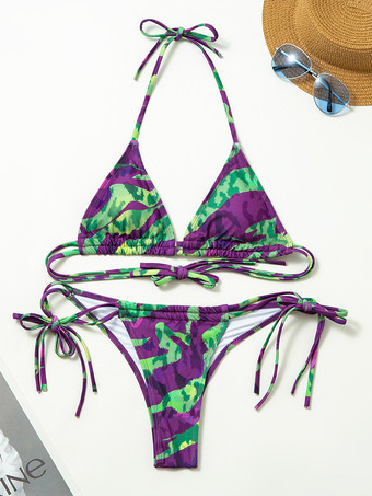 プリントビキニとタイフロントロングカバーアップ3点セット（レディース用）2025