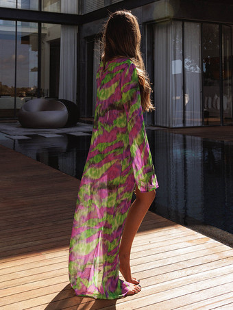 プリントビキニとタイフロントロングカバーアップ3点セット（レディース用）2025