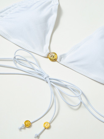 2025年夏用無地伸縮性ストリングビキニ2点セット