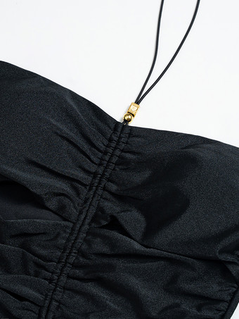 ホルター モノキニ 無地 カットアウト ワンピース 水着 サマー ビーチ 2025