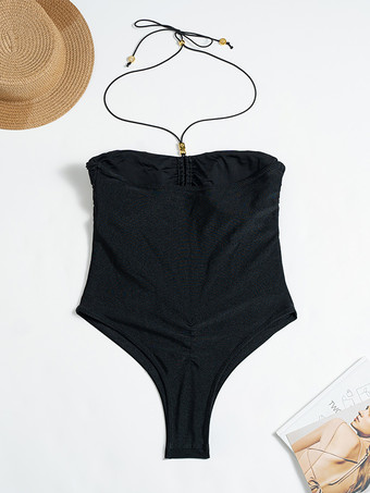 ホルター モノキニ 無地 カットアウト ワンピース 水着 サマー ビーチ 2025