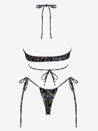 ボヘミアンプリントのセクシーなビキニツーピース水着、夏のビーチ用 2025