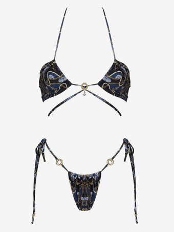 ボヘミアンプリントのセクシーなビキニツーピース水着、夏のビーチ用 2025