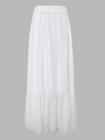 2025年夏向けホワイトメッシュフリルツーピース水着とマキシスカートセット