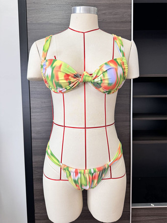 フロント結び目セクシービキニ 夏ビーチ 2ピース水着 女性用 2025