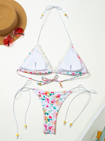 女性用フローラルレースフリル夏ビキニ 2025